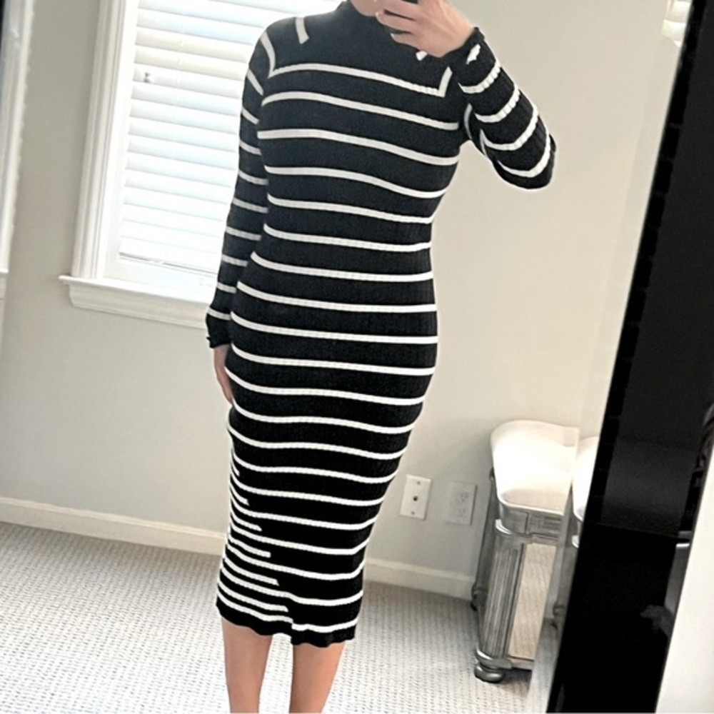 𝅺ALEXANDER WANG Striped Midi bodycon Sweater Dress NEW w/ Tags - Picture 2 of 6